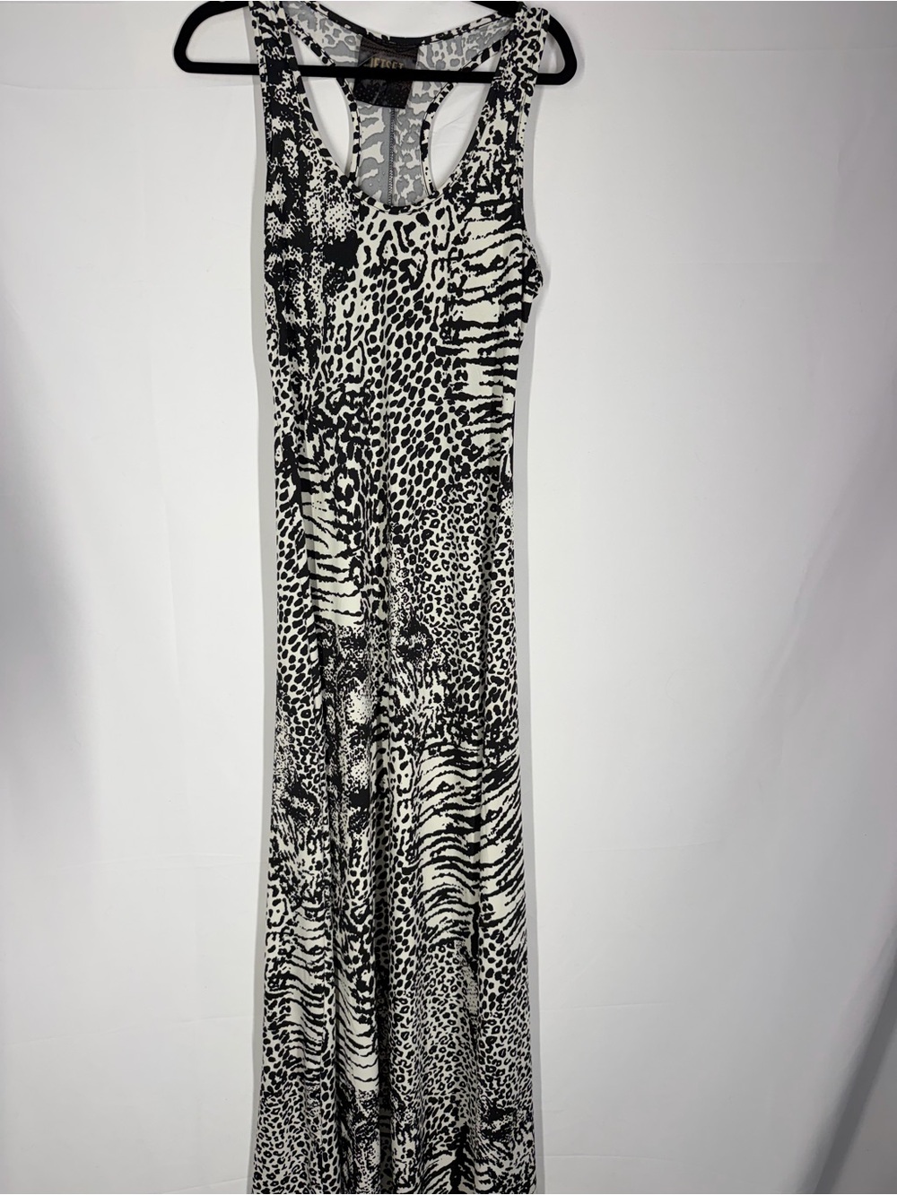 Black & White Animal-Print Racerback Maxi Dress